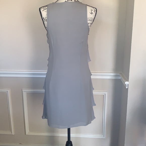 NWT 100% Silk Gray Ruffle Dress Sz. 6 BEAUTIFUL! - Picture 3 of 5